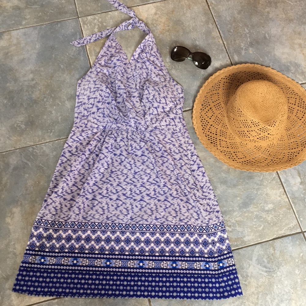 Athleta blue travel halter sundress